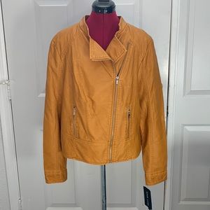 Black rivet faux leather jacket butterscotch size XXL new with tags